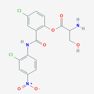 molecular formula C16H13Cl2N3O6 B13804047 2'5-Dichloro-4'-nitro-salicylanilide carbonyl-2-aminoethanol CAS No. 97261-80-8