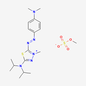 molecular formula C17H27N6S.CH3O4S<br>C18H30N6O4S2 B13804054 5-(Diisopropylamino)-2-((4-(dimethylamino)phenyl)azo)-3-methyl-1,3,4-thiadiazolium methyl sulphate CAS No. 83969-12-4