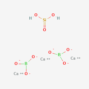 molecular formula B2Ca3H2O9Si B13804100 Tricalcium;dihydroxy(oxo)silane;diborate 