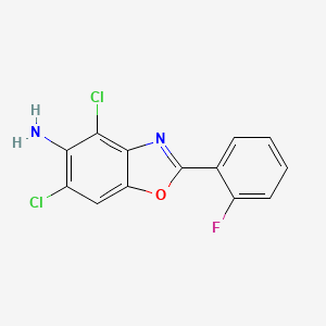 molecular formula C13H7Cl2FN2O B13804127 4,6-dichloro-2-(2-fluorophenyl)-1,3-benzoxazol-5-amine CAS No. 637302-31-9