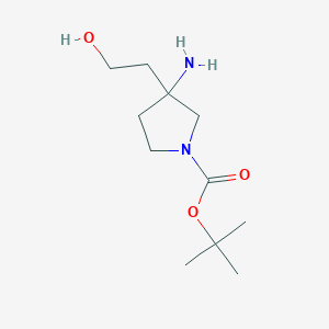 molecular formula C11H22N2O3 B1380413 叔丁基 3-氨基-3-(2-羟乙基)吡咯烷-1-羧酸酯 CAS No. 1781613-32-8