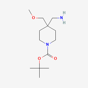molecular formula C13H26N2O3 B1380414 Tert-butyl 4-(aminomethyl)-4-(methoxymethyl)piperidine-1-carboxylate CAS No. 1782663-58-4