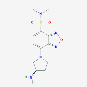 molecular formula C12H17N5O3S B138043 7-[(3S)-3-Aminopyrrolidin-1-yl]-N,N-dimethyl-2,1,3-benzoxadiazole-4-sulfonamide CAS No. 143112-50-9