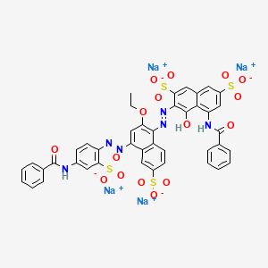 molecular formula C42H28N6Na4O16S4 B13804349 Tetrasodium 5-(benzoylamino)-3-((4-((4-(benzoylamino)-2-sulphonatophenyl)azo)-2-ethoxy-6-sulphonato-1-naphthyl)azo)-4-hydroxynaphthalene-2,7-disulphonate CAS No. 72749-84-9