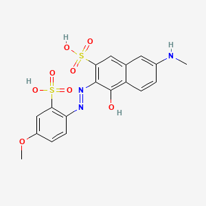 molecular formula C18H17N3O8S2 B13804622 2-Naphthalenesulfonic acid, 4-hydroxy-3-[(4-methoxy-2-sulfophenyl)azo]-7-(methylamino)- CAS No. 51838-10-9