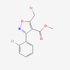 molecular formula C12H9BrClNO3 B13804638 Methyl 5-(bromomethyl)-3-(2-chlorophenyl)-1,2-oxazole-4-carboxylate 