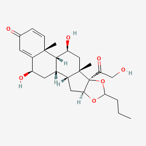 molecular formula C25H34O7 B13804799 (1S,2R,4S,8R,9S,11S,12R,13R,19R)-11,19-dihydroxy-8-(2-hydroxyacetyl)-9,13-dimethyl-6-propyl-5,7-dioxapentacyclo[10.8.0.02,9.04,8.013,18]icosa-14,17-dien-16-one 