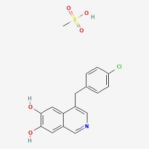 molecular formula C17H16ClNO5S B13804862 4-[(4-chlorophenyl)methyl]isoquinoline-6,7-diol;methanesulfonic acid 