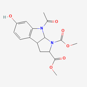 molecular formula C16H18N2O6 B13804882 Dimethyl 4-acetyl-6-hydroxy-1,2,3a,8b-tetrahydropyrrolo[2,3-b]indole-2,3-dicarboxylate 