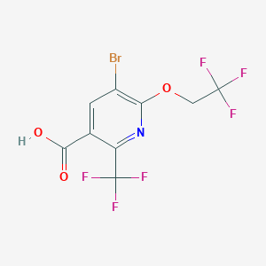 molecular formula C9H4BrF6NO3 B1380495 5-Bromo-6-(2,2,2-trifluoroethoxy)-2-(trifluoromethyl)nicotinic acid CAS No. 1188926-14-8