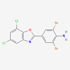 molecular formula C13H6Br2Cl2N2O B13804996 2,6-dibromo-4-(5,7-dichloro-1,3-benzoxazol-2-yl)aniline 