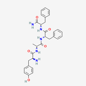 molecular formula C30H35N5O5 B13805010 (S)-2-Amino-N-{1-[(S)-1-((R)-1-carbamoyl-2-phenyl-ethylcarbamoyl)-2-phenyl-ethylcarbamoyl]-ethyl}-3-(4-hydroxy-phenyl)-propionamide 
