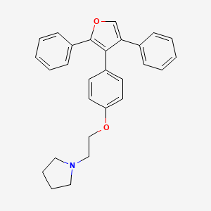 molecular formula C28H27NO2 B13805030 Pyrrolidine, 1-(2-(p-(2,4-diphenyl-3-furyl)phenoxy)ethyl)- CAS No. 54756-54-6
