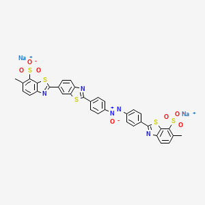 molecular formula C35H21N5Na2O7S5 B13805166 Disodium 6-methyl-2'-(4-((4-(6-methyl-7-sulphonatobenzothiazol-2-yl)phenyl)-NNO-azoxy)phenyl)(2,6'-bibenzothiazole)-7-sulphonate CAS No. 83930-03-4