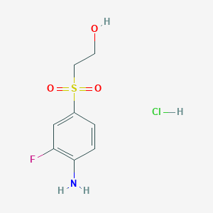 molecular formula C8H11ClFNO3S B1380555 2-(4-Amino-3-fluorobenzenesulfonyl)ethan-1-ol hydrochloride CAS No. 1803583-37-0