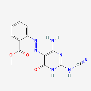 molecular formula C13H11N7O3 B13805553 Benzoic acid, 2-((6-amino-2-(cyanoamino)-1,4-dihydro-4-oxo-5-pyrimidinyl)azo)-, methyl ester CAS No. 55994-71-3