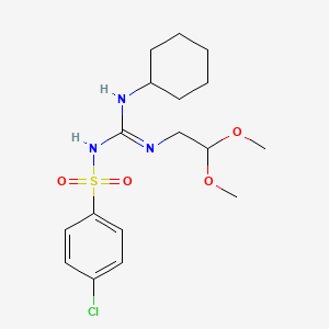 molecular formula C17H26ClN3O4S B13805795 Benzenesulfonamide, 4-chloro-N-((cyclohexylamino)((2,2-dimethoxyethyl)amino)methylene)- CAS No. 71795-26-1