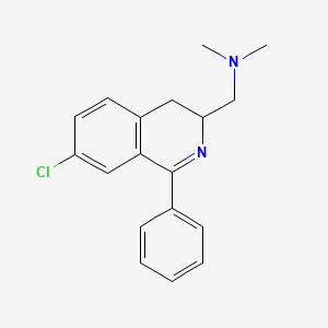 molecular formula C18H19ClN2 B13805817 3,4-Dihydro-7-chloro-N,N-dimethyl-1-phenyl-3-isoquinolinemethanamine CAS No. 83658-15-5