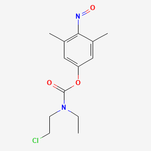 molecular formula C13H17ClN2O3 B13805827 Carbamic acid, N-(2-chloroethyl)-N-ethyl-, 4-nitroso-3,5-xylyl ester CAS No. 63884-90-2