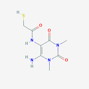 molecular formula C8H12N4O3S B13805853 Acetamide,N-(6-amino-1,2,3,4-tetrahydro-1,3-dimethyl-2,4-dioxo-pyrimidin-5-YL)-2-mercapto- 