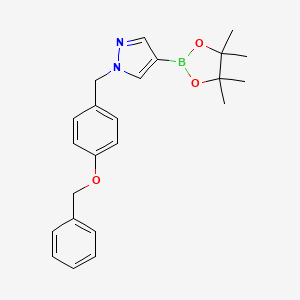 molecular formula C23H27BN2O3 B1380596 1-(4-(benzyloxy)benzyl)-4-(4,4,5,5-tetramethyl-1,3,2-dioxaborolan-2-yl)-1H-pyrazole CAS No. 1430750-30-3