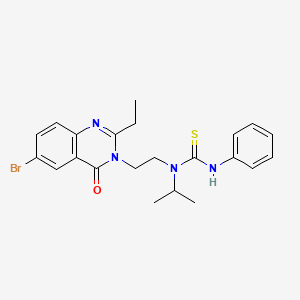 molecular formula C22H25BrN4OS B13806012 Thiourea, N-(2-(6-bromo-2-ethyl-4-oxo-3(4H)-quinazolinyl)ethyl)-N-(1-methylethyl)-N'-phenyl- CAS No. 77301-15-6