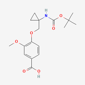 molecular formula C17H23NO6 B1380628 Benzoic acid, 4-[[1-[[(1,1-dimethylethoxy)carbonyl]amino]cyclopropyl]methoxy]-3-methoxy- CAS No. 1569085-10-4