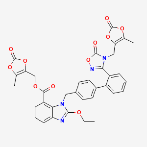 (5-Methyl-2-oxo-1,3-dioxol-4-yl)methyl 2-ethoxy-1-((2'-(4-((5-methyl-2-oxo-1,3-dioxol-4-yl)methyl)-5-oxo-4,5-dihydro-1,2,4-oxadiazol-3-yl)-[1,1'-biphenyl]-4-yl)methyl)-1H-benzo[d]imidazole-7-carboxylate
