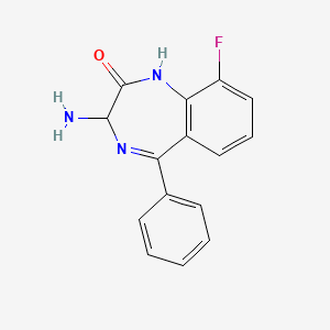 molecular formula C15H12FN3O B1380631 3-Amino-9-fluoro-5-phenyl-1H-benzo[e][1,4]diazepin-2(3H)-one CAS No. 1584714-99-7