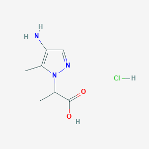 molecular formula C7H12ClN3O2 B1380638 2-(4-氨基-5-甲基-1H-吡唑-1-基)丙酸盐酸盐 CAS No. 1431966-34-5