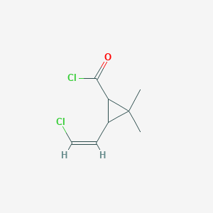 molecular formula C8H10Cl2O B13806388 Cyclopropanecarbonyl chloride, 3-(2-chloroethenyl)-2,2-dimethyl-(9CI) 