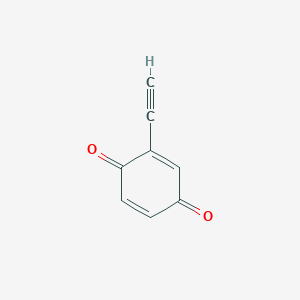 molecular formula C8H4O2 B13806475 2,5-Cyclohexadiene-1,4-dione, 2-ethynyl-(9CI) 