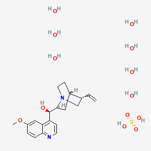 molecular formula C20H40N2O13S B13806674 (R)-[(2S,4S,5S)-5-ethenyl-1-azabicyclo[2.2.2]octan-2-yl]-(6-methoxyquinolin-4-yl)methanol;sulfuric acid;heptahydrate 