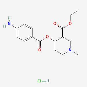 molecular formula C16H23ClN2O4 B13806725 3-Carbethoxy-1-methyl-4-piperidyl p-aminobenzoate hydrochloride CAS No. 78219-26-8