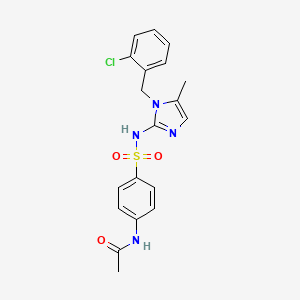 molecular formula C19H19ClN4O3S B13806758 Acetamide, N-(4-(((1-((2-chlorophenyl)methyl)-5-methyl-1H-imidazol-2-yl)amino)sulfonyl)phenyl)- CAS No. 71795-34-1