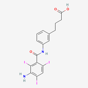 molecular formula C17H15I3N2O3 B13806842 Butyric acid, 4-(m-(3-amino-2,4,6-triiodobenzamido)phenyl)- CAS No. 22708-53-8