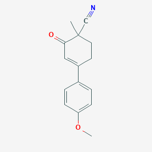 molecular formula C15H15NO2 B13806860 4'-Methoxy-4-methyl-5-oxo-2,3,4,5-tetrahydro[1,1'-biphenyl]-4-carbonitrile CAS No. 5446-70-8