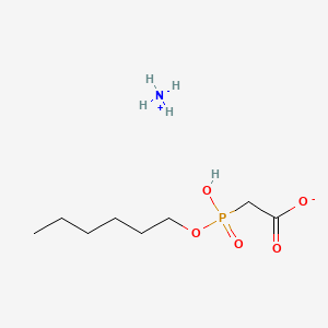 molecular formula C8H20NO5P B13806901 Acetic acid, ((hexyloxy)hydroxyphosphinyl)-, monoammonium salt CAS No. 62591-80-4