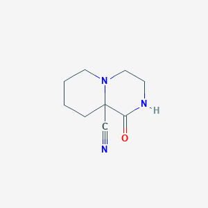 molecular formula C9H13N3O B13806908 1-oxo-3,4,6,7,8,9-hexahydro-2H-pyrido[1,2-a]pyrazine-9a-carbonitrile 