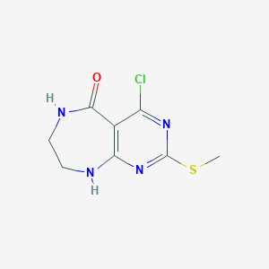 molecular formula C8H9ClN4OS B13806963 4-Chloro-2-(methylthio)-6,7,8,9-tetrahydro-5H-pyrimido[4,5-E][1,4]diazepin-5-one 