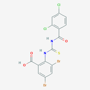 molecular formula C15H8Br2Cl2N2O3S B13807021 3,5-Dibromo-2-[(2,4-dichlorobenzoyl)carbamothioylamino]benzoic acid 