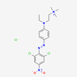 molecular formula C19H24Cl2N5O2.Cl<br>C19H24Cl3N5O2 B13807087 2-[{4-[(e)-(2,6-Dichloro-4-nitrophenyl)diazenyl]phenyl}(ethyl)amino]-n,n,n-trimethylethanaminium chloride CAS No. 71033-12-0