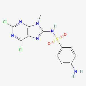 molecular formula C12H10Cl2N6O2S B13807158 N(sup 1)-(2,6-Dichloro-9-methyl-8-purinyl)sulphanilamide CAS No. 5752-04-5
