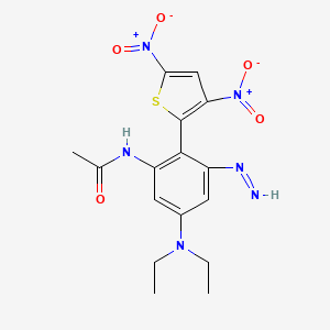 molecular formula C16H18N6O5S B13807196 N-[3-diazenyl-5-(diethylamino)-2-(3,5-dinitrothiophen-2-yl)phenyl]acetamide 