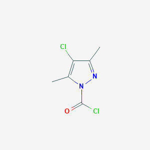 molecular formula C6H6Cl2N2O B13807250 4-Chloro-3,5-dimethyl-1H-pyrazole-1-carbonyl chloride CAS No. 67514-73-2