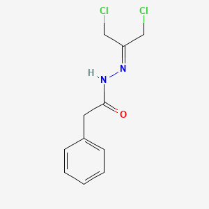 molecular formula C11H12Cl2N2O B13807278 Acetic acid, phenyl-, (2-chloro-1-(chloromethyl)ethylidene)hydrazide CAS No. 7696-87-9