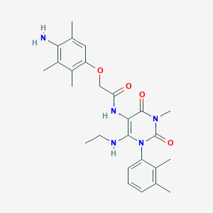 molecular formula C26H33N5O4 B13807280 Acetamide,2-(4-amino-2,3,5-trimethylphenoxy)-N-[1-(2,3-dimethylphenyl)-6-(ethylamino)-1,2,3,4-tetrahydro-3-methyl-2,4-dioxo-pyrimidin-5-YL]- 