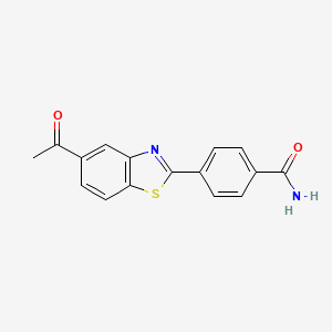 molecular formula C16H12N2O2S B13807288 Benzothiazole, 5-acetyl-2-(4-carbamoylphenyl)- CAS No. 49702-22-9