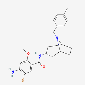 molecular formula C23H28BrN3O2 B13807406 Benzamide, 4-amino-5-bromo-2-methoxy-N-(8-((4-methylphenyl)methyl)-8-azabicyclo(3.2.1)oct-3-yl)-, exo- CAS No. 76351-92-3