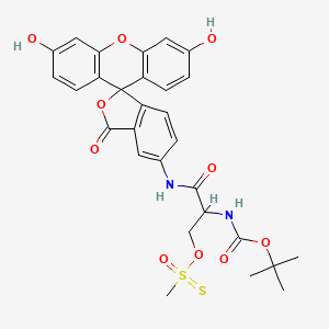 molecular formula C29H28N2O10S2 B13807484 tert-butyl N-[1-[(3',6'-dihydroxy-3-oxospiro[2-benzofuran-1,9'-xanthene]-5-yl)amino]-3-methylsulfonothioyloxy-1-oxopropan-2-yl]carbamate 